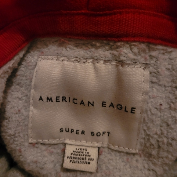American Eagle Grey and Red Pullover Hoodie L - Picture 6 of 6